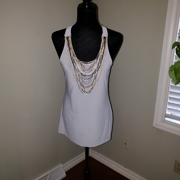 Adorable gray & Beaded Tank M - Picture 1 of 3